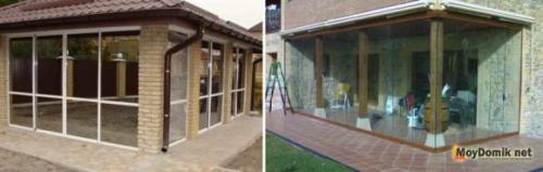 Раздвижные окна на веранду. Варианты выполнения алюминиевых конструкций 05