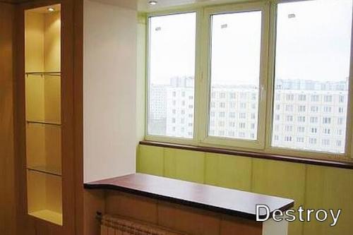 Демонтаж стены лоджии. Вырезание части внешней стены под окном балкона